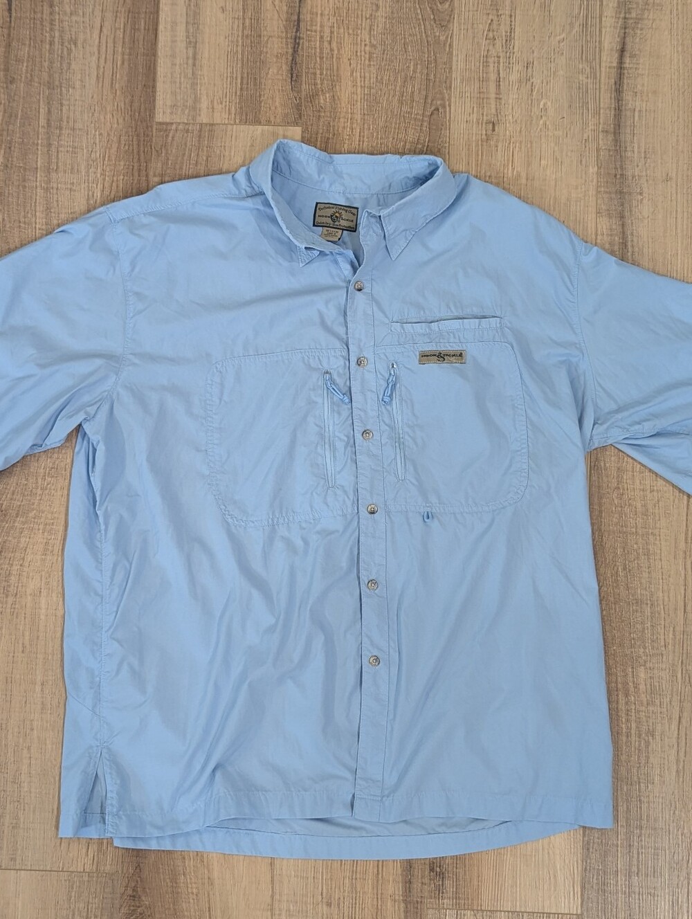 Hook & Tackle Fishing Shirt Men’s 2XL Blue Vented Quick Dry Nylon Outdoors